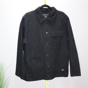 Vans Black Canvas Workwear Jacket Corduroy Collar Size Large